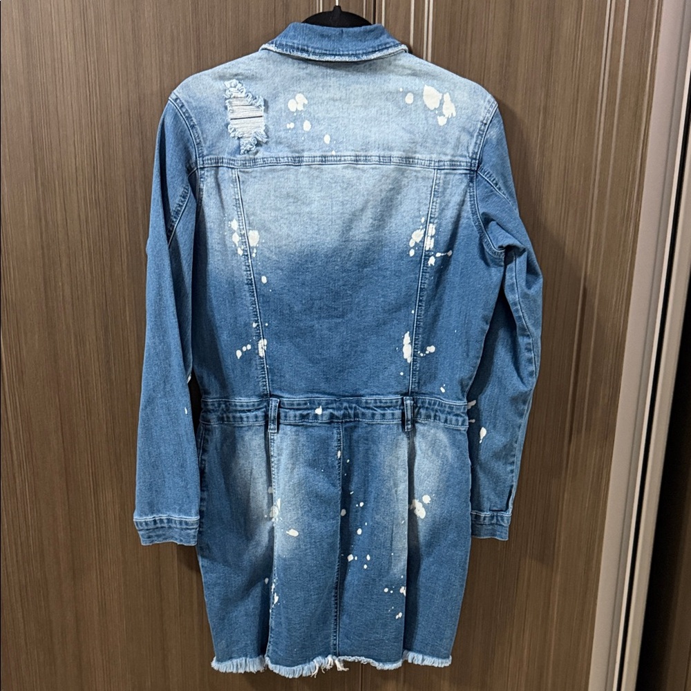 Fashion Nova Blue Distressed Denim Mini Dress - Picture 5 of 5